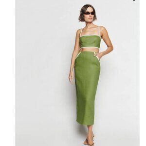 Reformation Cream and Green Skirt Set